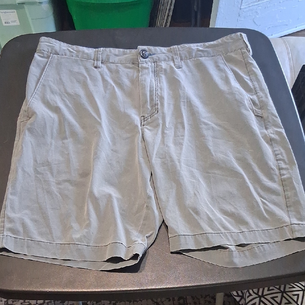 Gray Flat Front Casual Shorts with Relaxed Fit